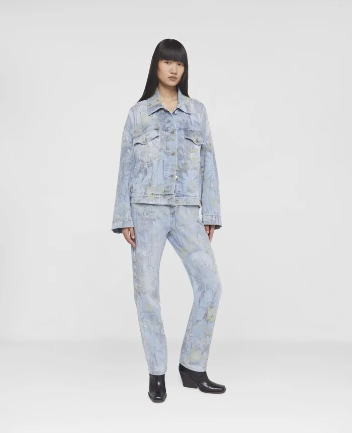 Stella McCartney Rewild Flora Print Oversized Denim Jacket Printed Blue Women Denim Stella McCartney Rewild Flora Print Oversized Denim Jacket Printed Blue Women Denim