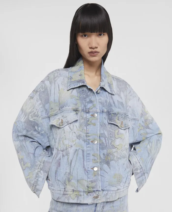 Stella McCartney Rewild Flora Print Oversized Denim Jacket Printed Blue Women Denim Stella McCartney Rewild Flora Print Oversized Denim Jacket Printed Blue Women Denim