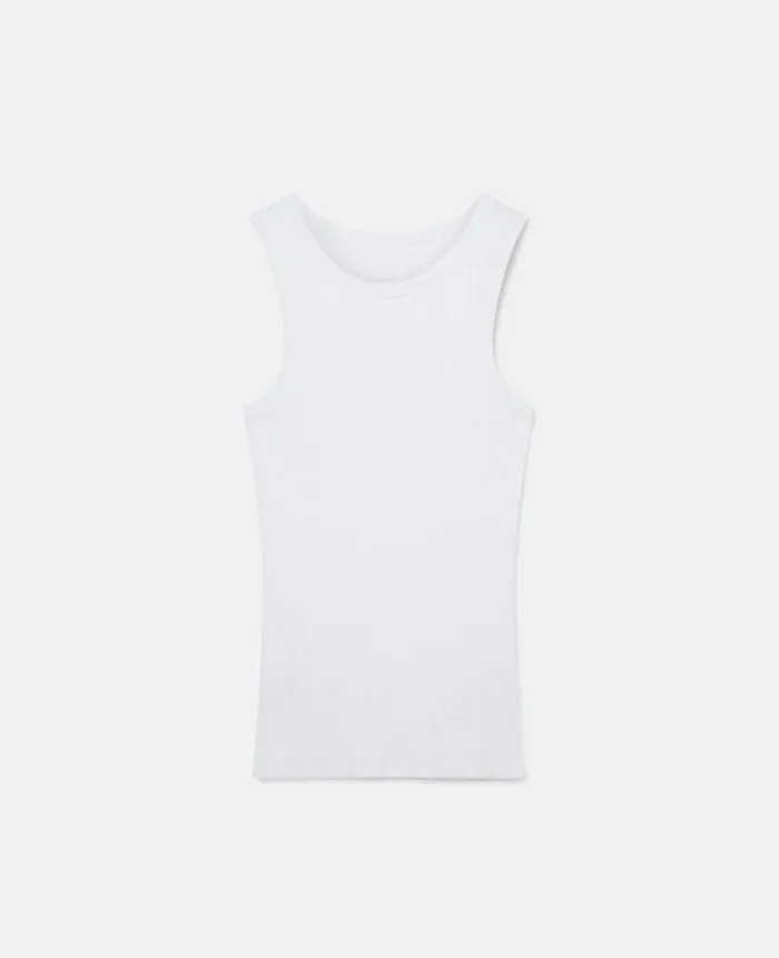 Stella McCartney SWave Ribbed Tank Top Pure White Women Shirts And Tops