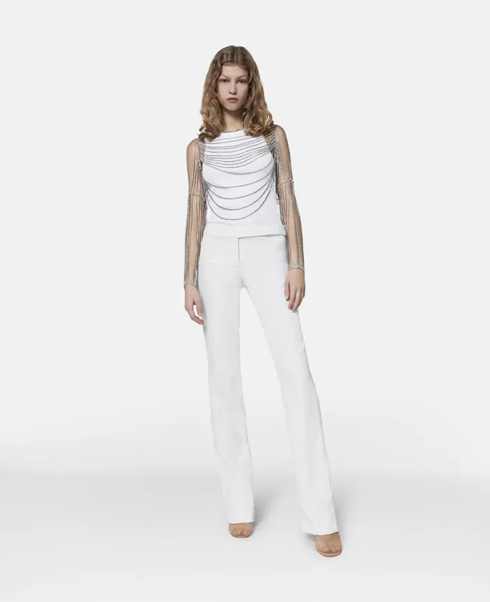 Stella McCartney SWave Ribbed Tank Top Pure White Women Shirts And Tops
