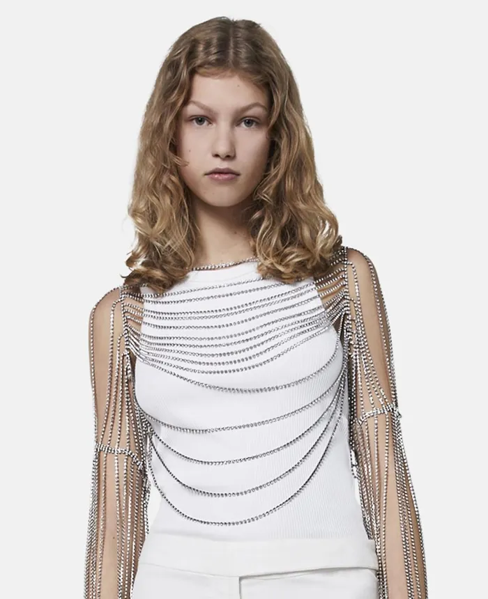 Stella McCartney SWave Ribbed Tank Top Pure White Women Shirts And Tops
