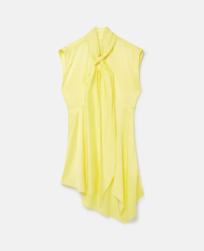 Stella McCartney Silk Asymmetric Shirt Dress Lemon Women Dresses