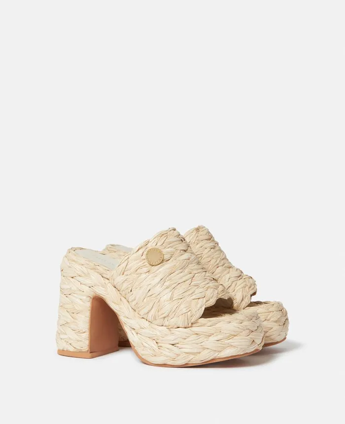Stella McCartney Skyla Raffia Heeled Sandals Raffia Women Heels