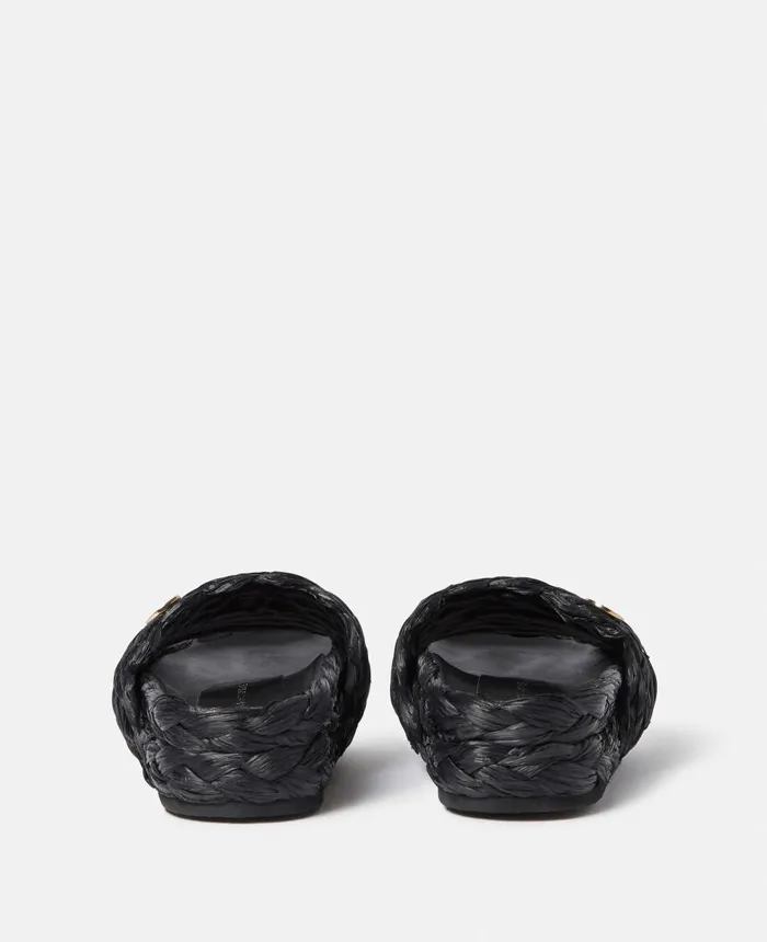Stella McCartney Skyla Raffia Slides Black Women Flats
