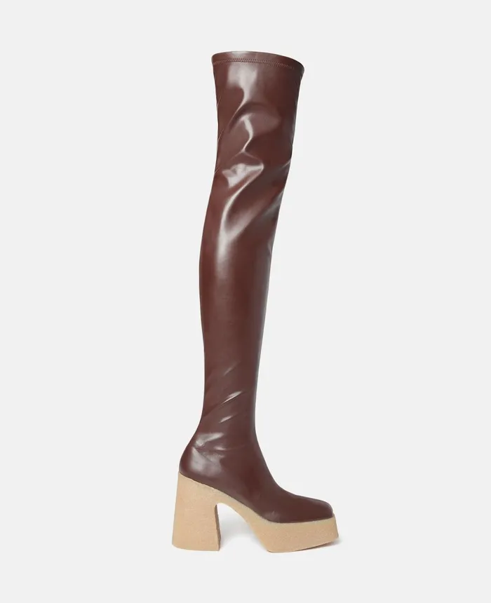 Stella McCartney Skyla Stretch OvertheKnee Boots Chocolate Brown Women Boots