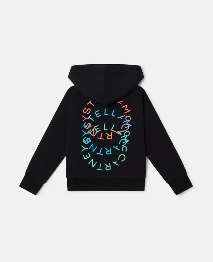 Stella McCartney SMC Logo Zip Hoodie Black Kids Sweaters and Cardigans