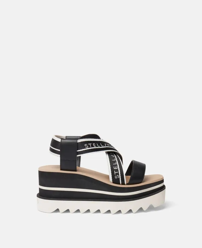 Stella McCartney SneakElyse Striped Platform Sandals Blackwhite Women Wedges