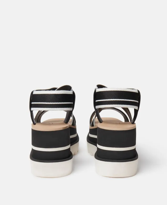 Stella McCartney SneakElyse Striped Platform Sandals Blackwhite Women Wedges Stella McCartney SneakElyse Striped Platform Sandals Blackwhite Women Wedges