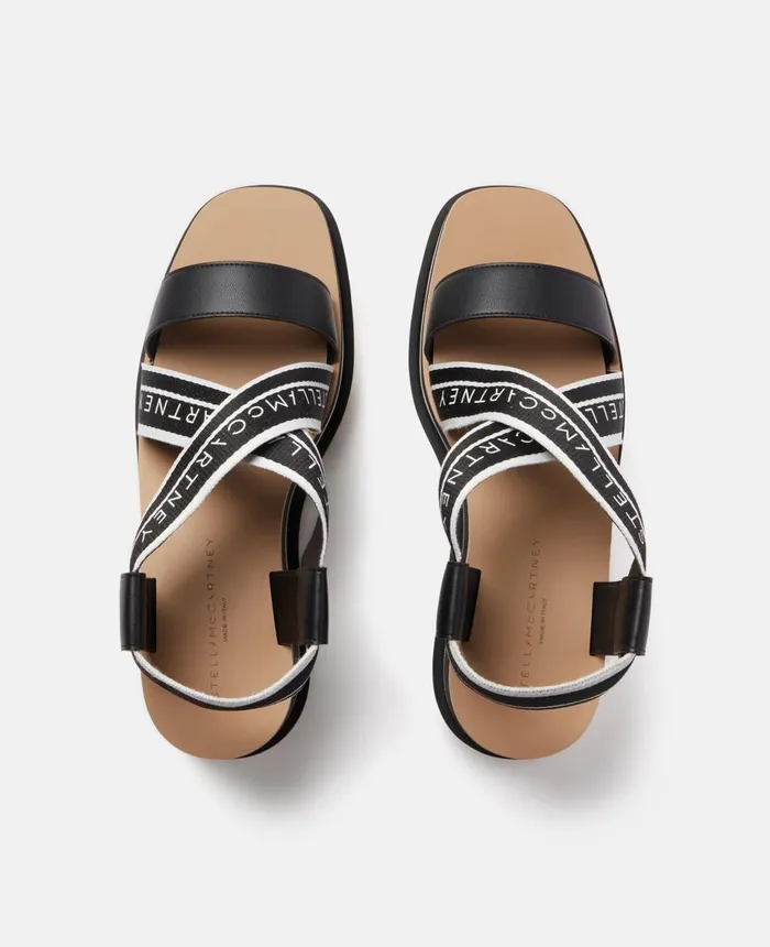 Stella McCartney SneakElyse Striped Platform Sandals Blackwhite Women Wedges Stella McCartney SneakElyse Striped Platform Sandals Blackwhite Women Wedges