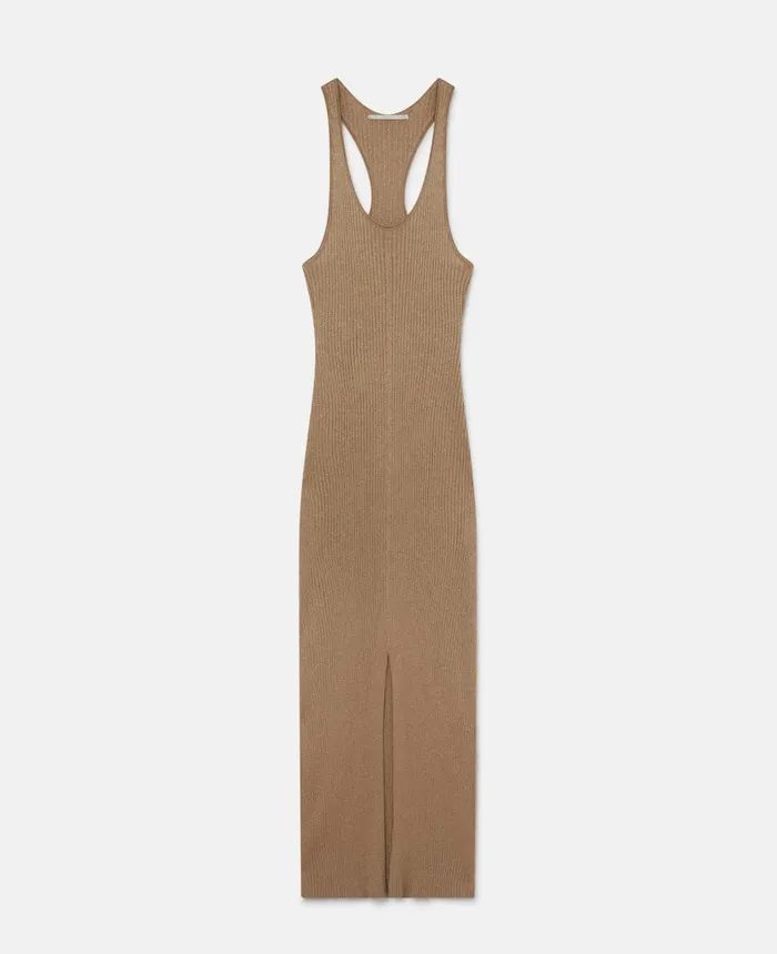 Stella McCartney Sparkle Knit FloorLength Dress Gold Women Dresses