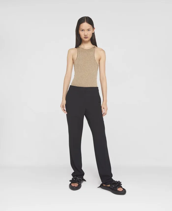 Stella McCartney Sparkle Knit Racer Tank Top Gold Women Shirts And Tops