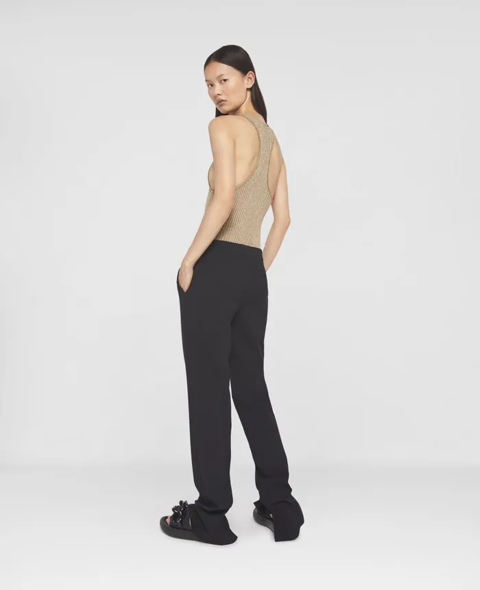 Stella McCartney Sparkle Knit Racer Tank Top Gold Women Shirts And Tops