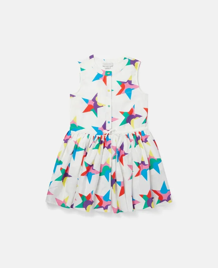 Stella McCartney Star Print Sleeveless Shirt Dress White Multicolour Kids Dresses and Jumpsuits