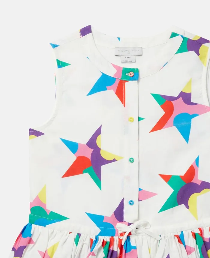 Stella McCartney Star Print Sleeveless Shirt Dress White Multicolour Kids Dresses and Jumpsuits Stella McCartney Star Print Sleeveless Shirt Dress White Multicolour Kids Dresses and Jumpsuits