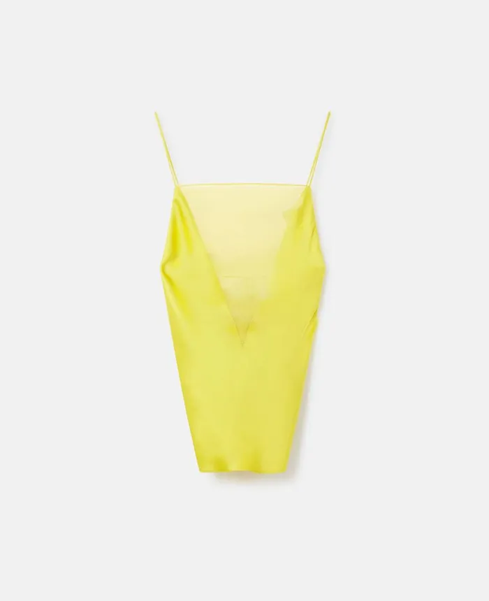 Stella McCartney V Mesh Double Satin Cami Top Lime Green Women Shirts And Tops Stella McCartney V Mesh Double Satin Cami Top Lime Green Women Shirts And Tops