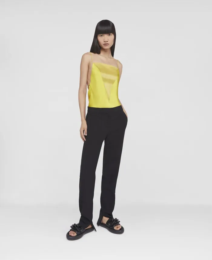 Stella McCartney V Mesh Double Satin Cami Top Lime Green Women Shirts And Tops Stella McCartney V Mesh Double Satin Cami Top Lime Green Women Shirts And Tops