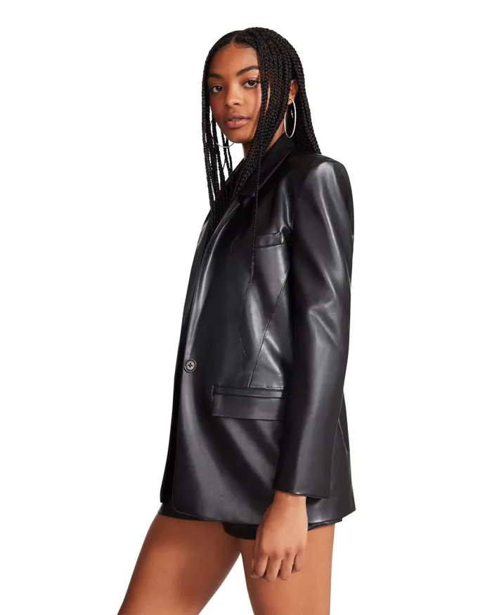 Steve Madden Audrey Blazer Black Womens Jackets and Coats