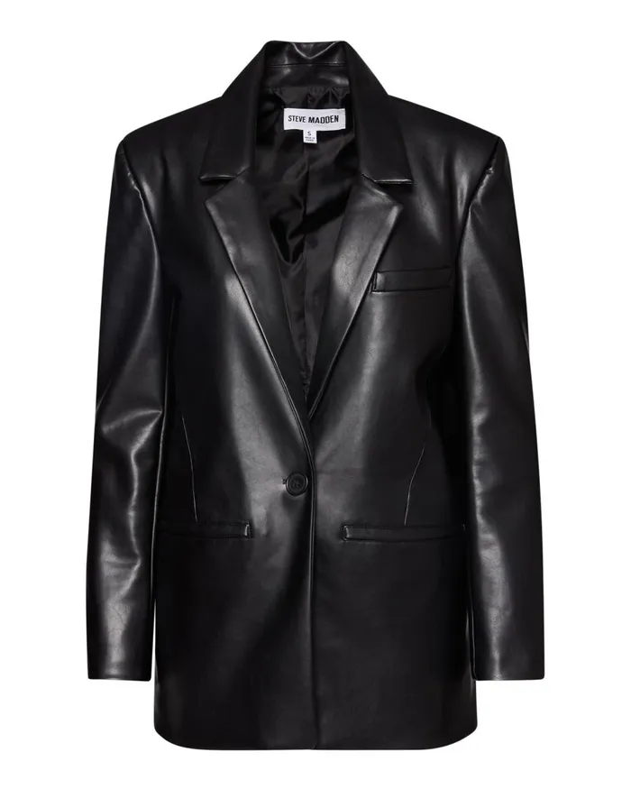 Steve Madden Audrey Blazer Black Womens Jackets and Coats