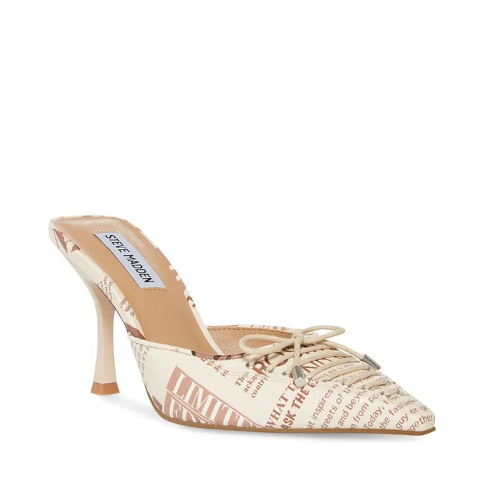 Steve Madden Brianne Newspaper Print Womens Heels