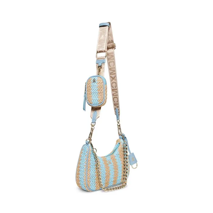 Steve Madden Bvital Raffia Blue Multi Womens Crossbody Bags