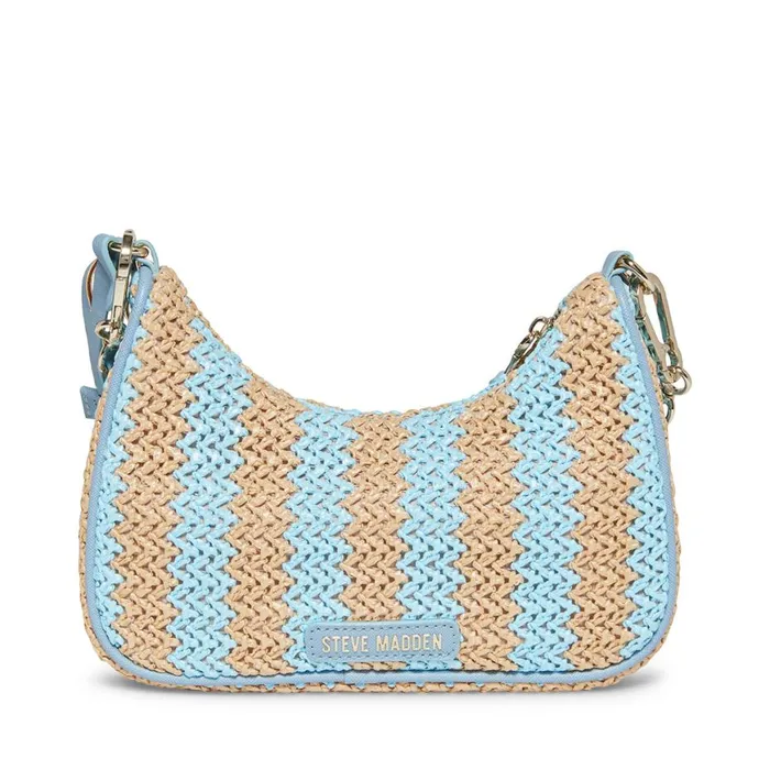 Steve Madden Bvital Raffia Blue Multi Womens Crossbody Bags