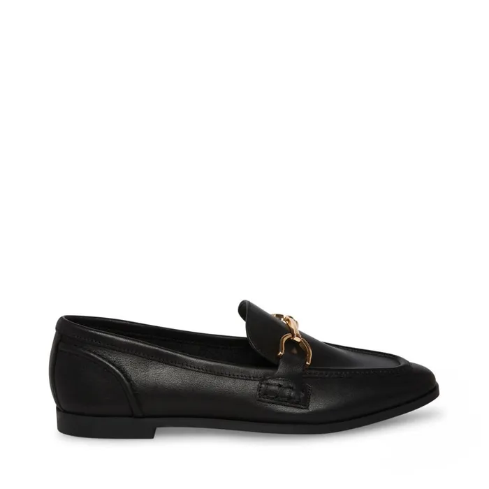 Steve Madden Carrine Black Leather Womens Loafers and Flats