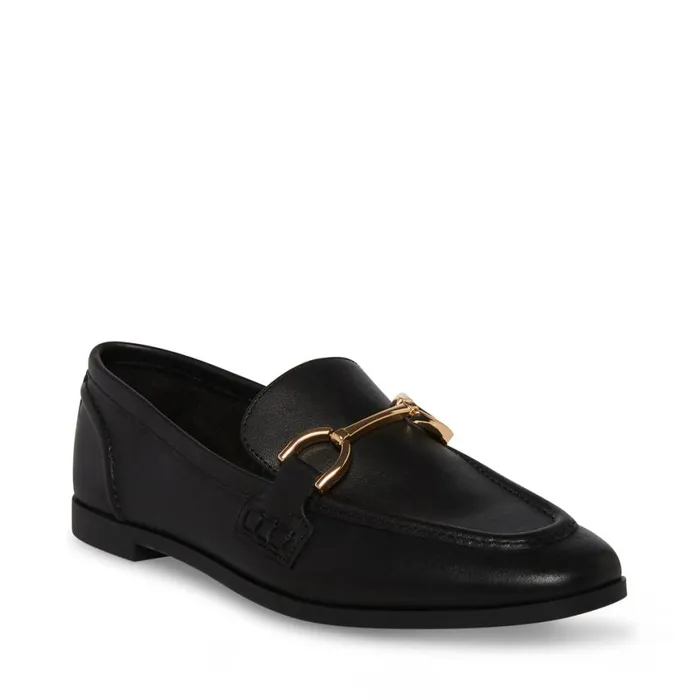 Steve Madden Carrine Black Leather Womens Loafers and Flats