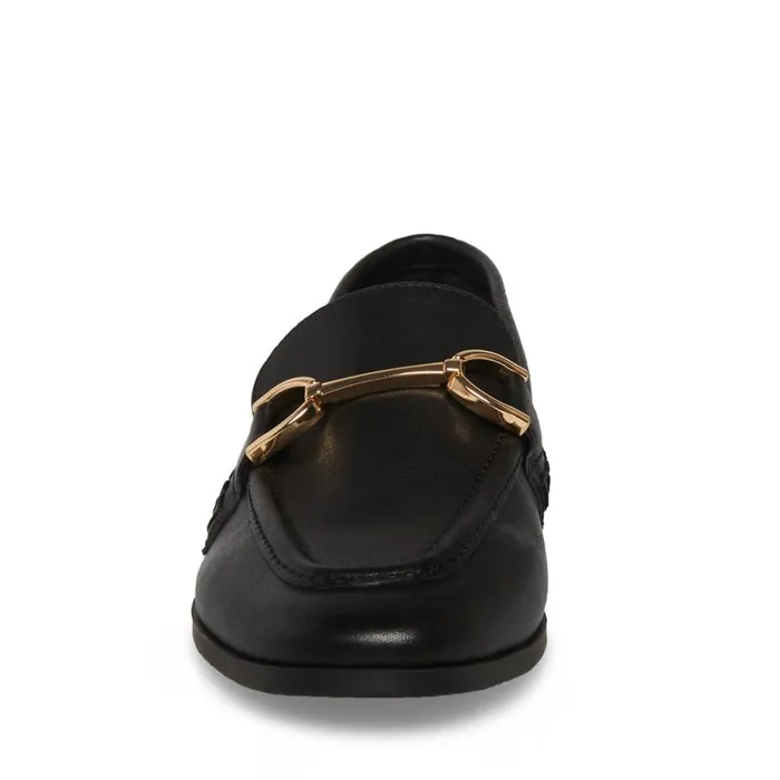 Steve Madden Carrine Black Leather Womens Loafers and Flats