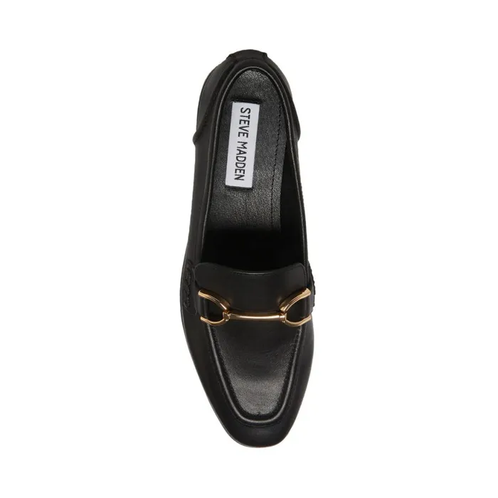Steve Madden Carrine Black Leather Womens Loafers and Flats