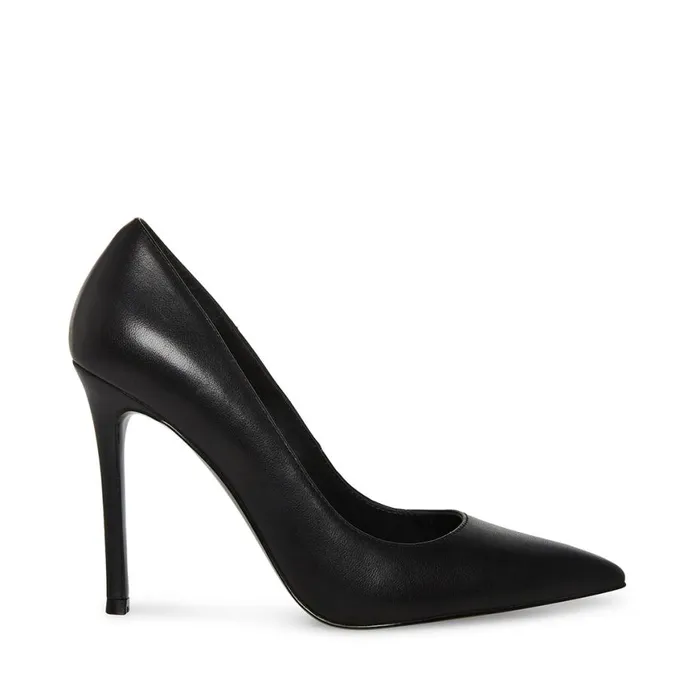 Steve Madden Evelyn Black Leather Womens Heels