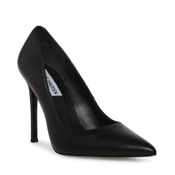 Steve Madden Evelyn Black Leather Womens Heels