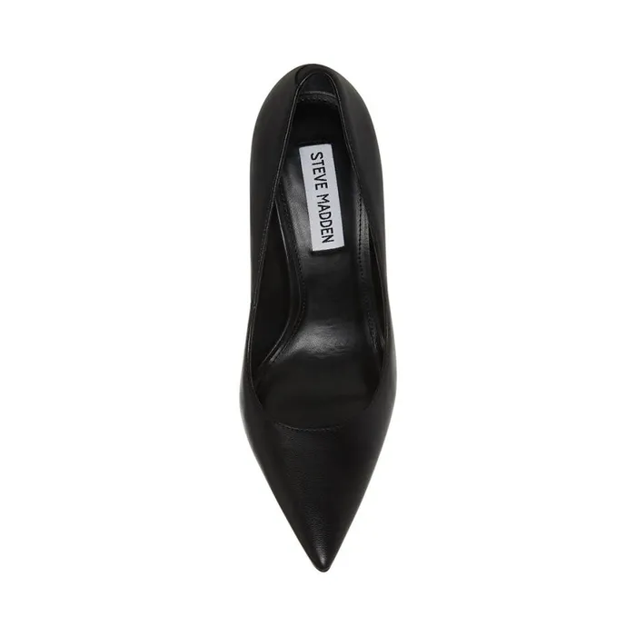 Steve Madden Evelyn Black Leather Womens Heels