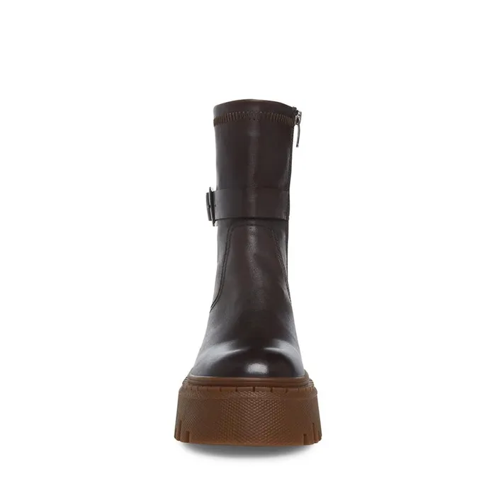 Steve Madden Everly Brown Leather Womens Boots and Booties