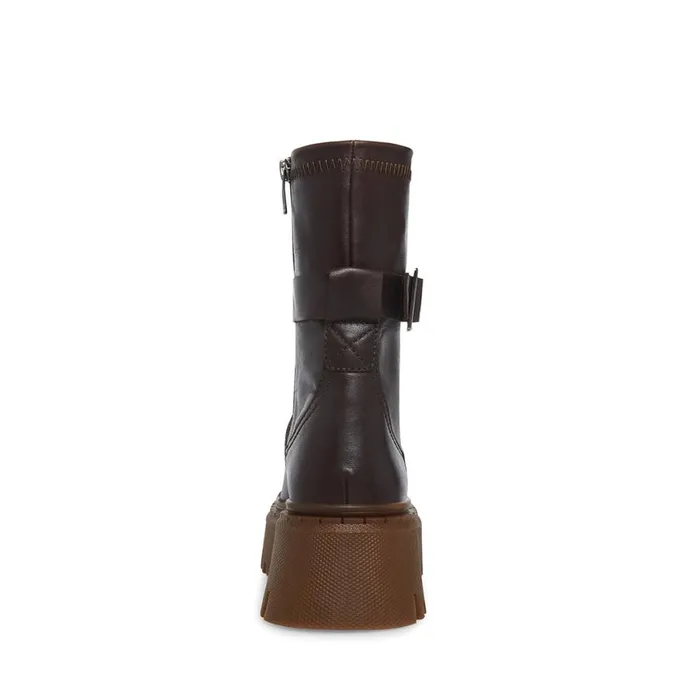 Steve Madden Everly Brown Leather Womens Boots and Booties
