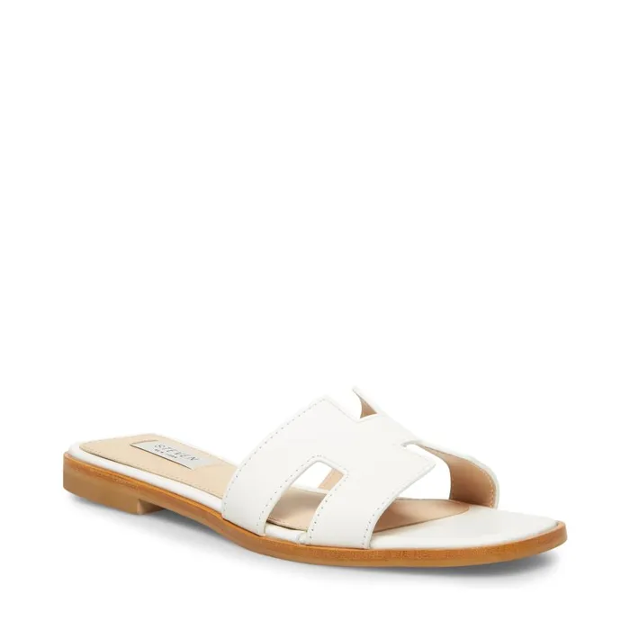 Steve Madden Hadyn White Leather Womens Sandals