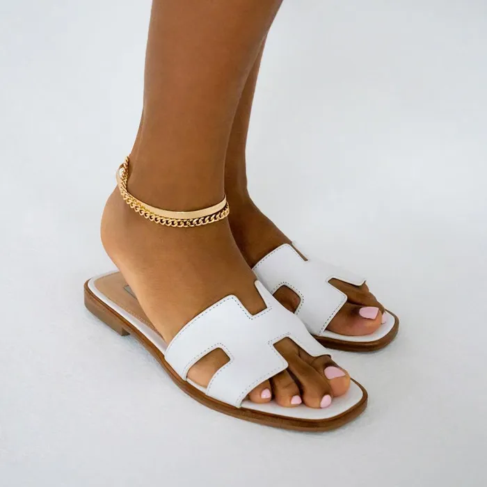 Steve Madden Hadyn White Leather Womens Sandals