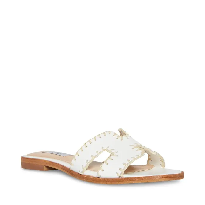 Steve Madden Hadyn Woven White Leather Womens Sandals