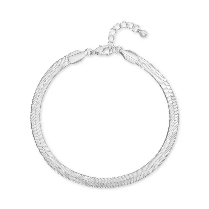 Steve Madden Herringbone Anklet Silver Womens Jewelry