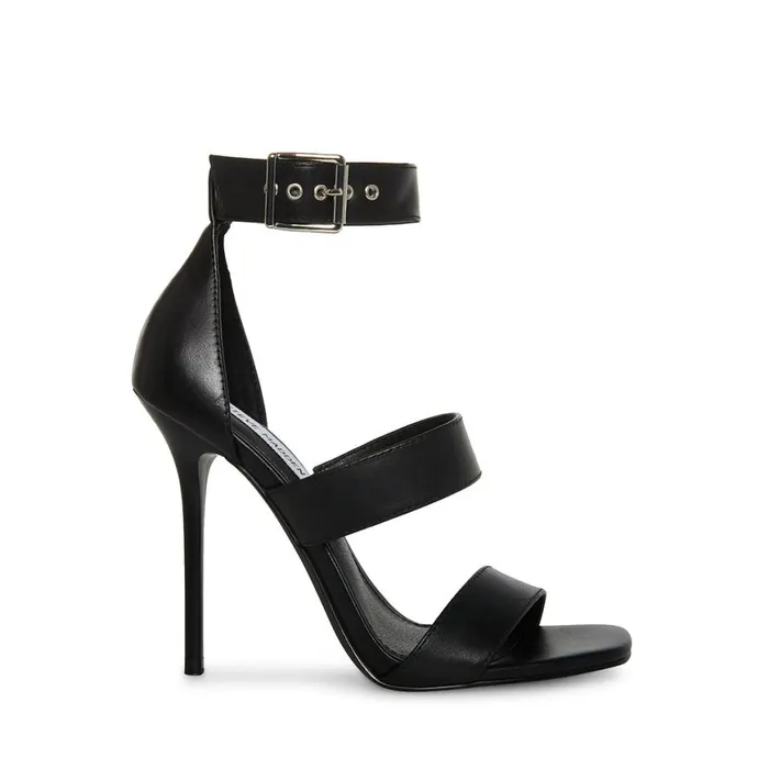 Steve Madden Jelena Black Leather Womens Heels