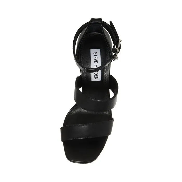 Steve Madden Jelena Black Leather Womens Heels