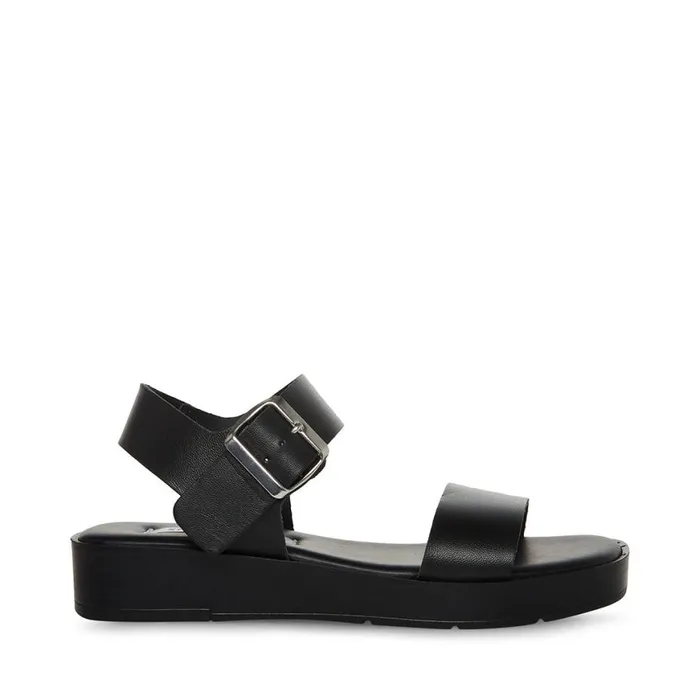 Steve Madden Keenan Black Leather Womens Sandals
