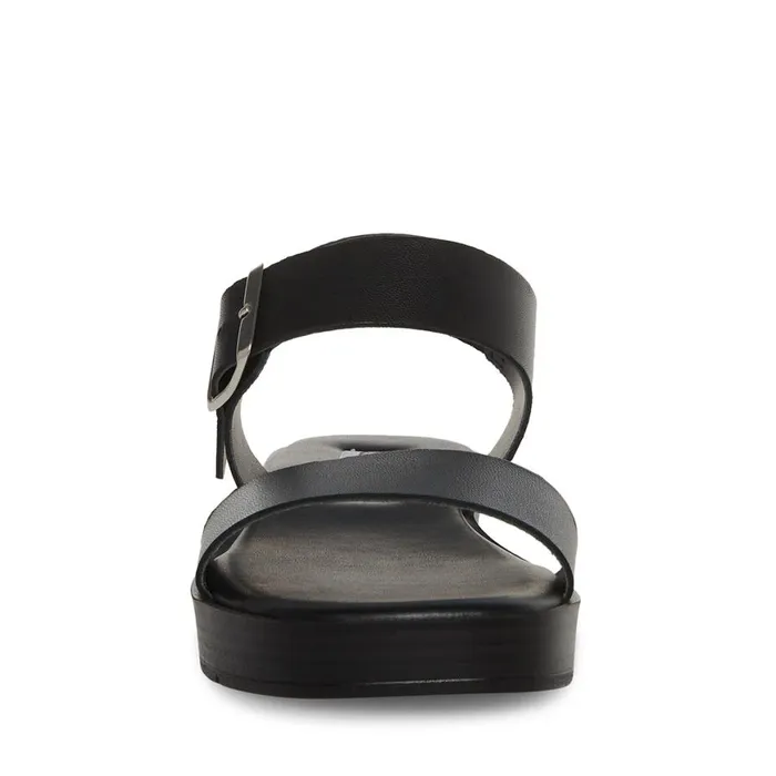 Steve Madden Keenan Black Leather Womens Sandals