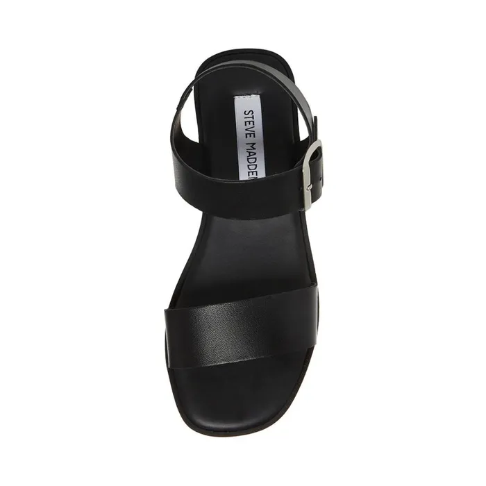 Steve Madden Keenan Black Leather Womens Sandals