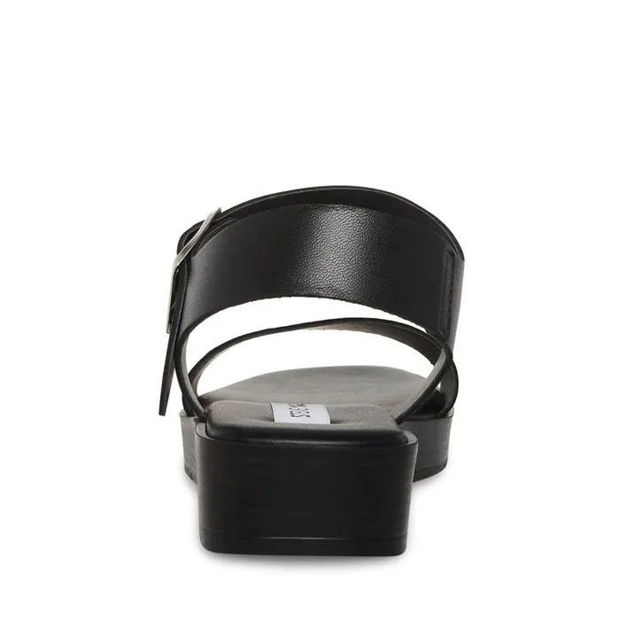 Steve Madden Keenan Black Leather Womens Sandals