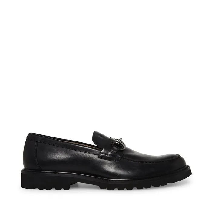 Steve Madden Kyan Black Leather Mens Loafers