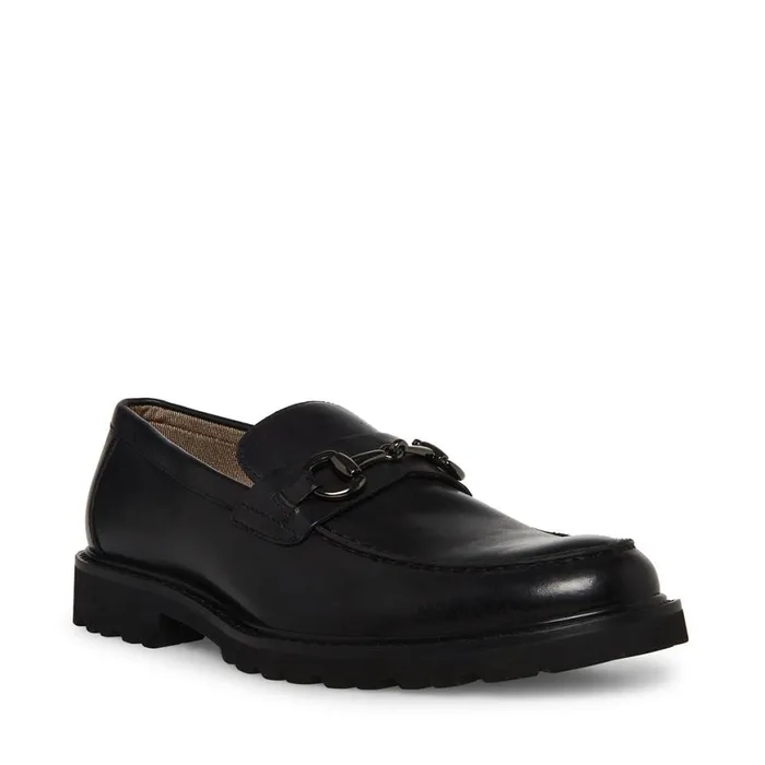Steve Madden Kyan Black Leather Mens Loafers