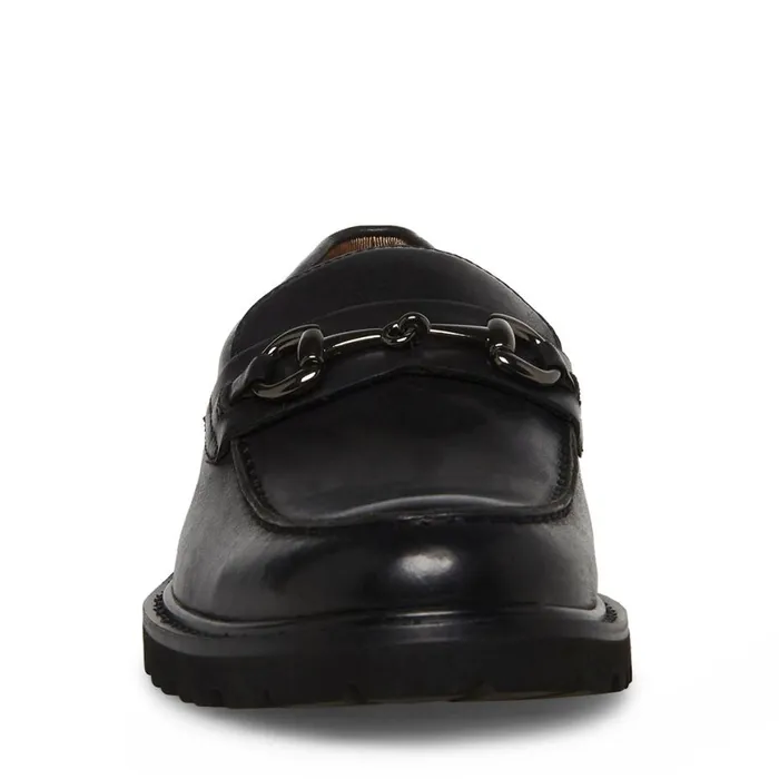 Steve Madden Kyan Black Leather Mens Loafers