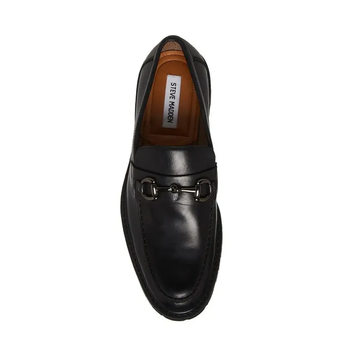 Steve Madden Kyan Black Leather Mens Loafers