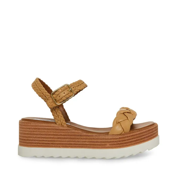 Steve Madden Larsen Tan Leather Womens Sandals
