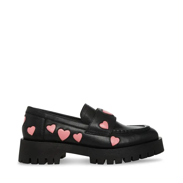 Steve Madden LawrenceH Black Leather Womens Loafers and Flats
